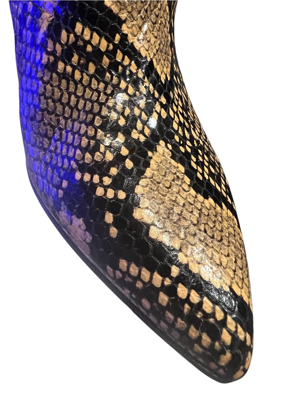 Nomasei snake-print ankle boots featuring a pointed toe and block heel size 41.5 - Picture 4 of 9